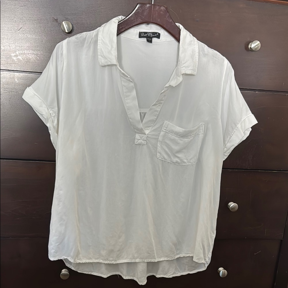 Velvet Heart White Cotton Short Sleeve blouse | L